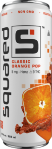 12 ounce sleek aluminum can of Classic Orange Pop by Squared