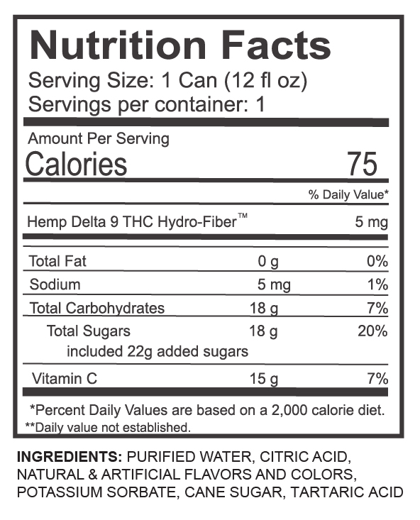 Nutrition facts and ingredients for Sour Grape Soda by Squared