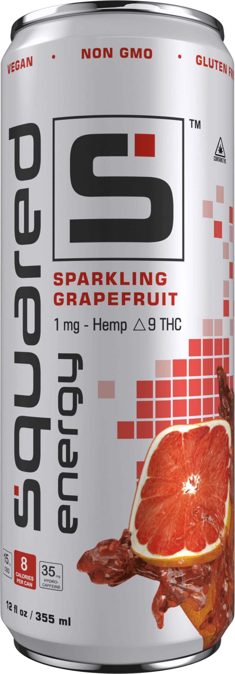 12 ounce sleek aluminum can of Sparkling Grapefruit by Squared Energy
