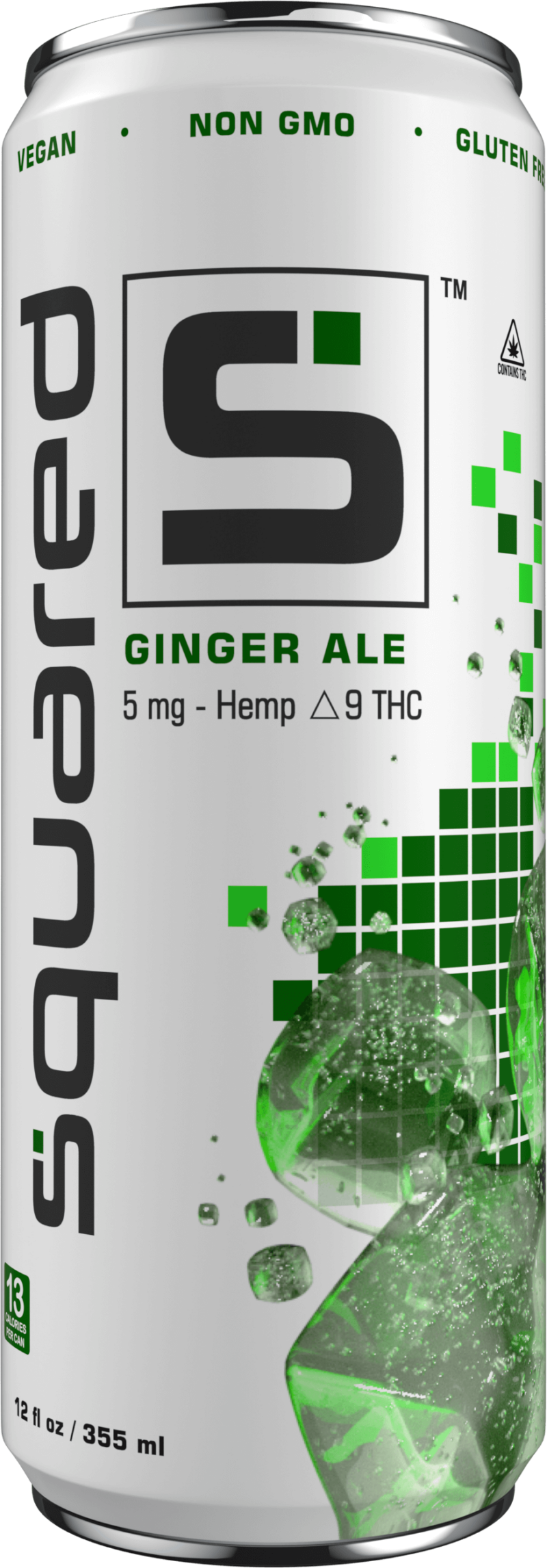 12 ounce sleek aluminum can of Ginger Ale by Squared