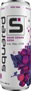 12 ounce sleek aluminum can of Sour Grape Soda by Squared