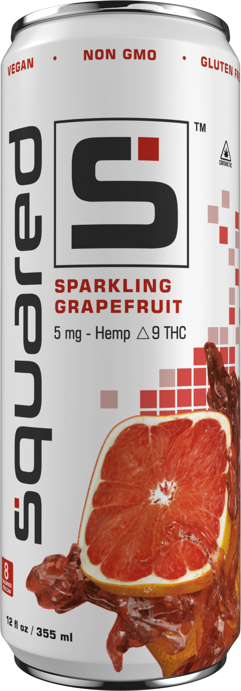 12 ounce sleek aluminum can of Sparkling Grapefruit by Squared